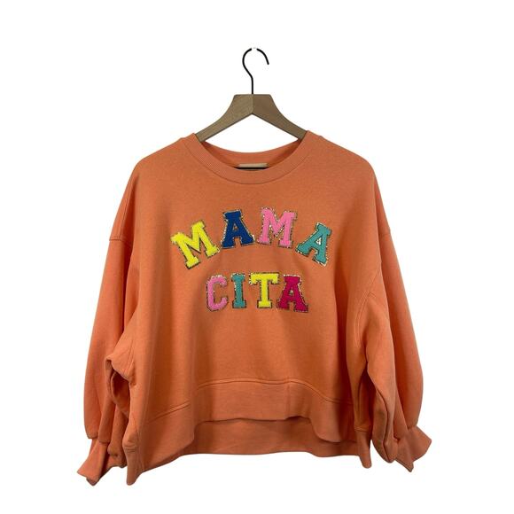 Judith March “MAMACITA PULLOVER” sweatshirt Orange Multicolor NWT Women’s  S - Picture 3 of 8